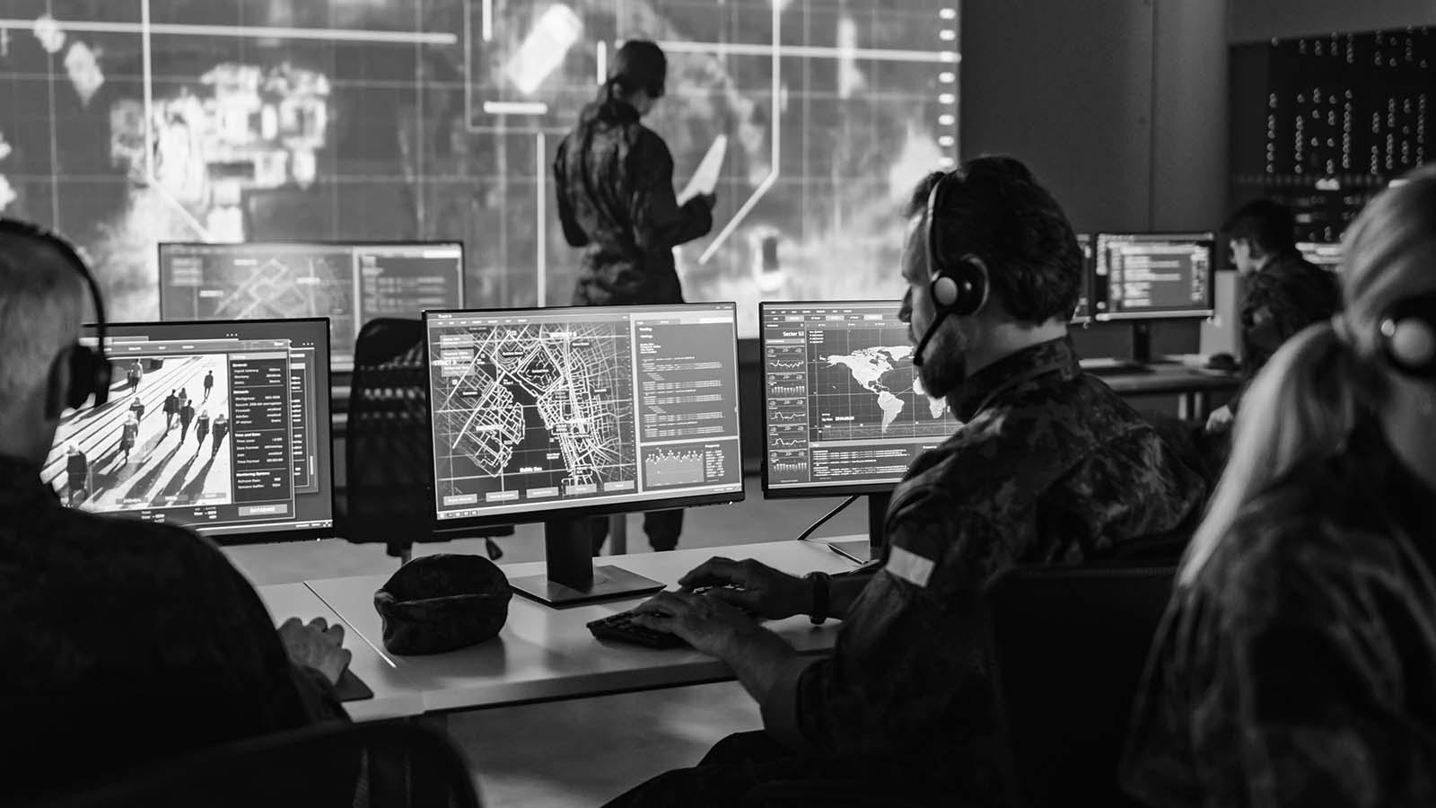 O sală de control militară.